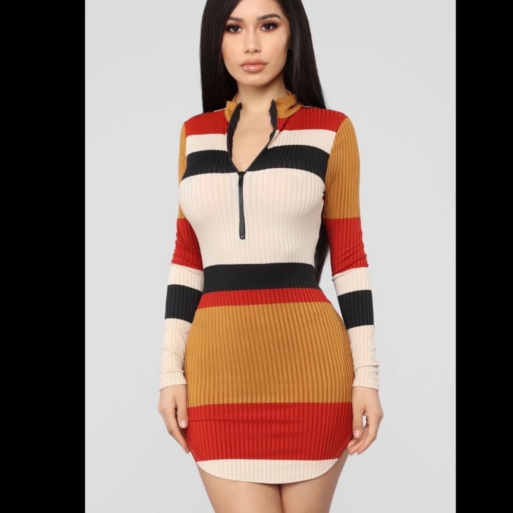 Multi-Stripe Long Sleeve Mini Dress XS *NWOT*